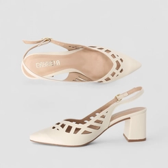 Scarpin Slingback Feminino Gabriela Perfuros Off White