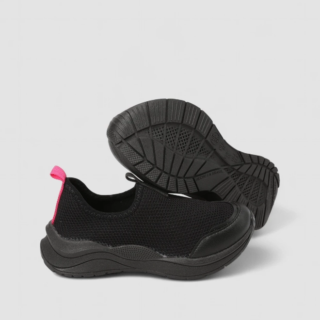 Slip On Infantil Gabrielinha Calce Fácil Mesh Preto