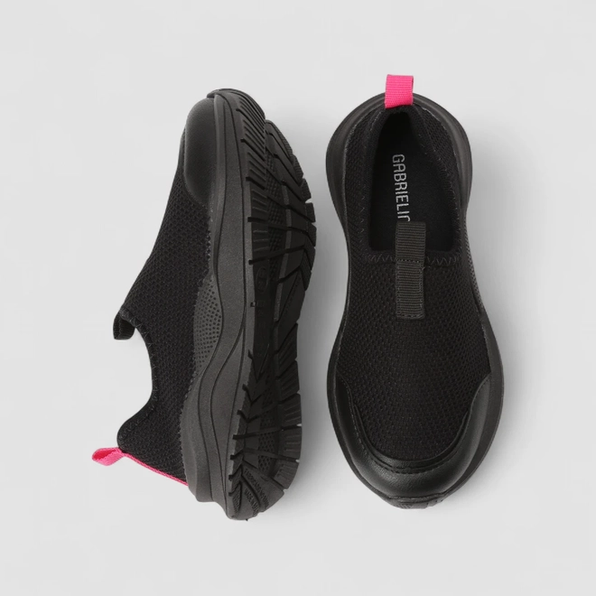 Slip On Infantil Gabrielinha Calce Fácil Mesh Preto