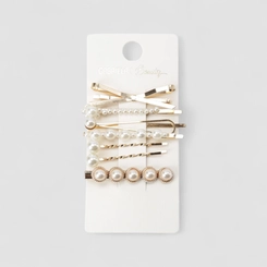 Kit 7 Presilhas Gabriela Beauty Pérolas Douradas Ouro