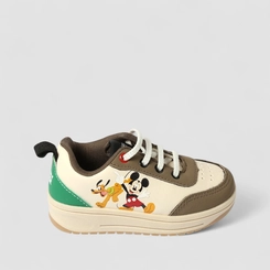 Tênis Casual Infantil Disney Mickey & Pluto Branco & Bege