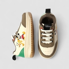 Tênis Casual Infantil Disney Mickey & Pluto Branco & Bege