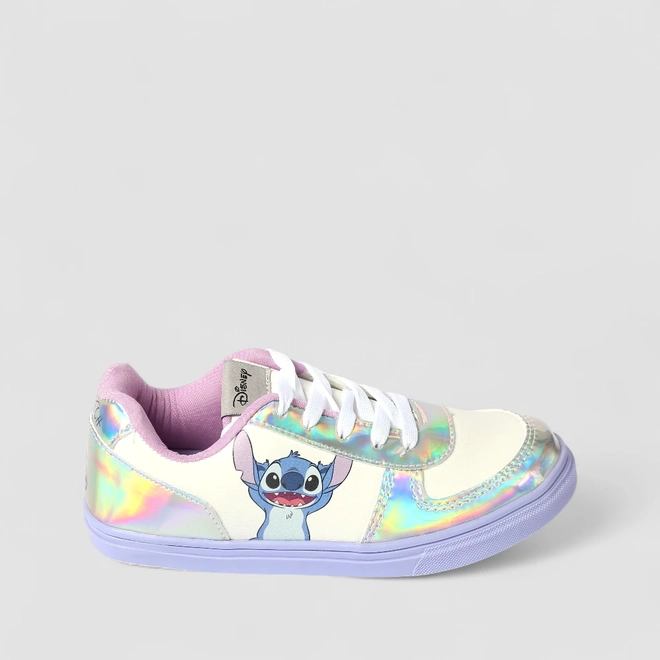 Tênis Casual Infantil Disney Stitch Recorte Holográfico Branco