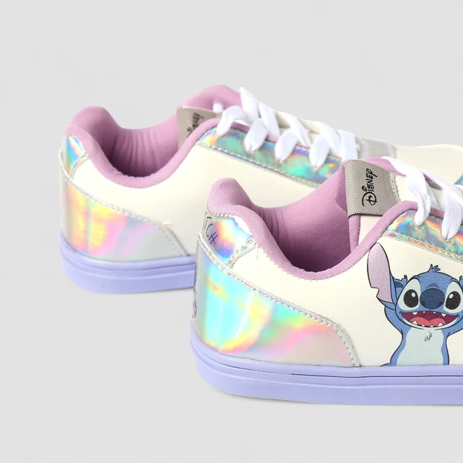 Tênis Casual Infantil Disney Stitch Recorte Holográfico Branco