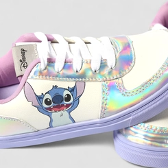 Tênis Casual Infantil Disney Stitch Recorte Holográfico Branco
