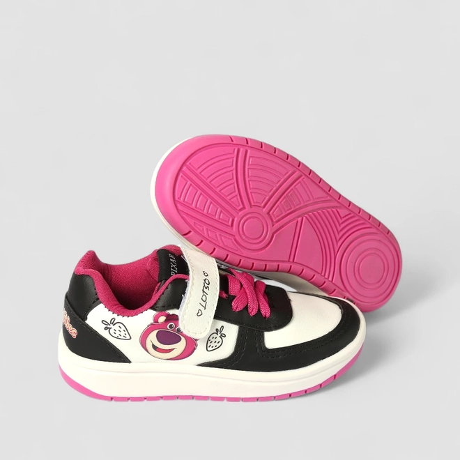 Tênis Casual Infantil Disney Lotso Tira Contato Preto & Rosa