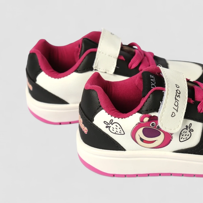 Tênis Casual Infantil Disney Lotso Tira Contato Preto & Rosa