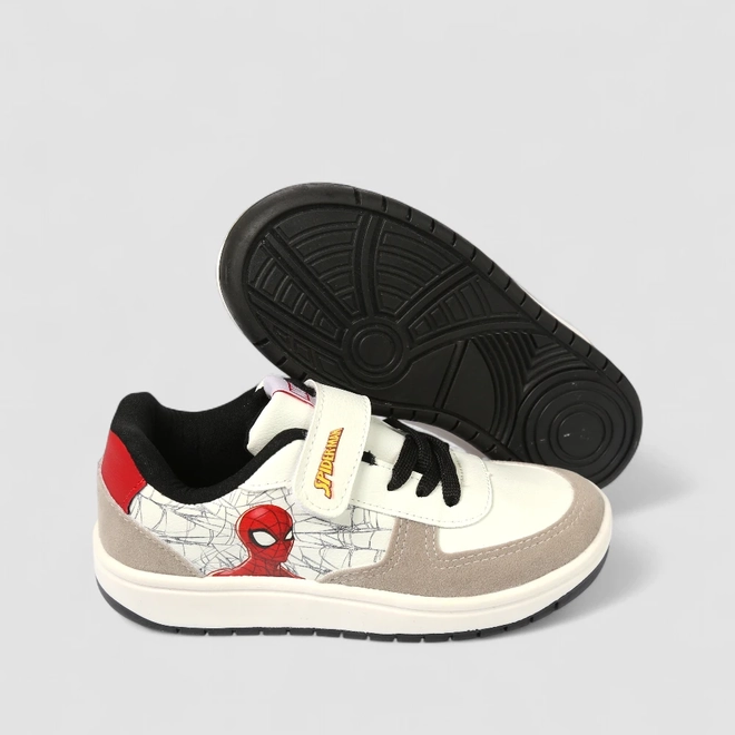 Tênis Casual Infantil Marvel Homem Aranha Tira Contato Off White