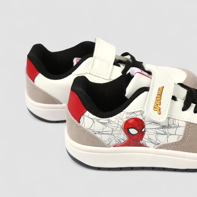 Tênis Casual Infantil Marvel Homem Aranha Tira Contato Off White