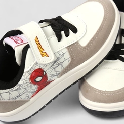 Tênis Casual Infantil Marvel Homem Aranha Tira Contato Off White