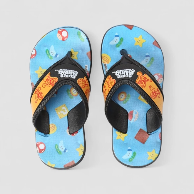 Chinelo Infantil Grendene Kids Super Mario Azul & Preto