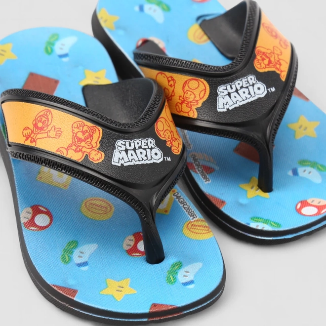 Chinelo Infantil Grendene Kids Super Mario Azul & Preto