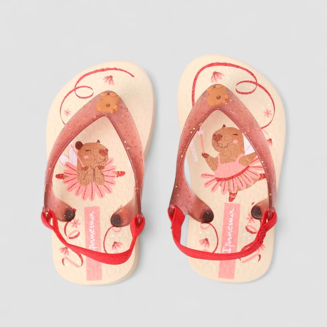 Chinelo Bebê Ipanema Capivara Bailarina Rosa