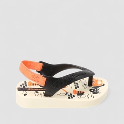 Chinelo Bebê Ipanema Elástico Construção Creme & Preto