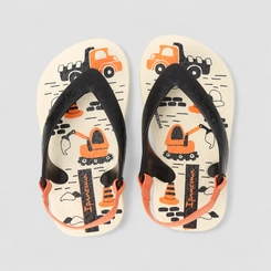 Chinelo Bebê Ipanema Elástico Construção Creme & Preto