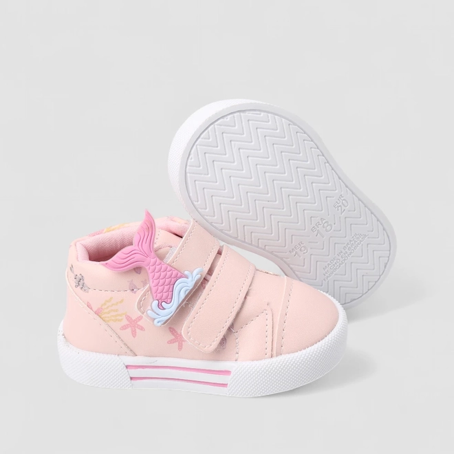 Tênis Casual Bebê Gabrielinha Sereia Tiras Contato Rosa