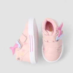 Tênis Casual Bebê Gabrielinha Sereia Tiras Contato Rosa