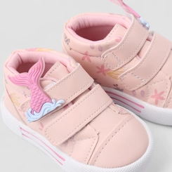 Tênis Casual Bebê Gabrielinha Sereia Tiras Contato Rosa