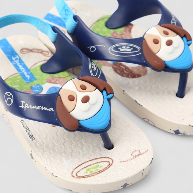Chinelo Bebê Ipanema Tira Aderente Cachorro Bege