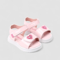 Sandália Bebê Gabrielinha Tira Contato Glitter Enfeite Coração Rosa