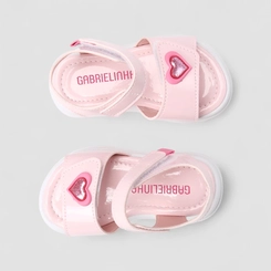 Sandália Bebê Gabrielinha Tira Contato Glitter Enfeite Coração Rosa