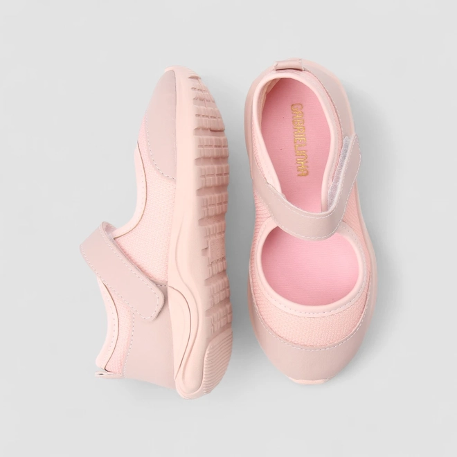 Tênis Casual Infantil Gabrielinha Boneca Mesh Tira Contato Rosa
