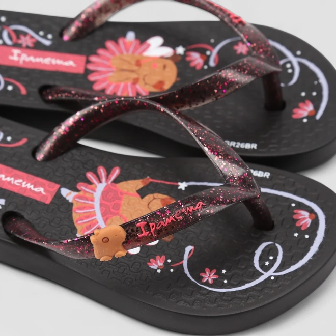 Chinelo Infantil Ipanema Hype Glitter Capirava Bailarina Preto