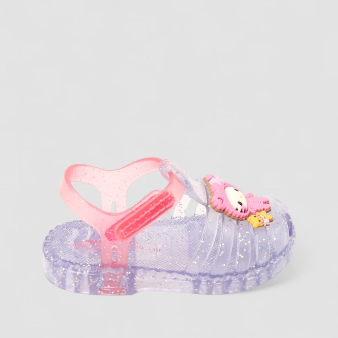 Sandália Bebê Grendene Kids Aranha Hello Kitty Glitter Rosa