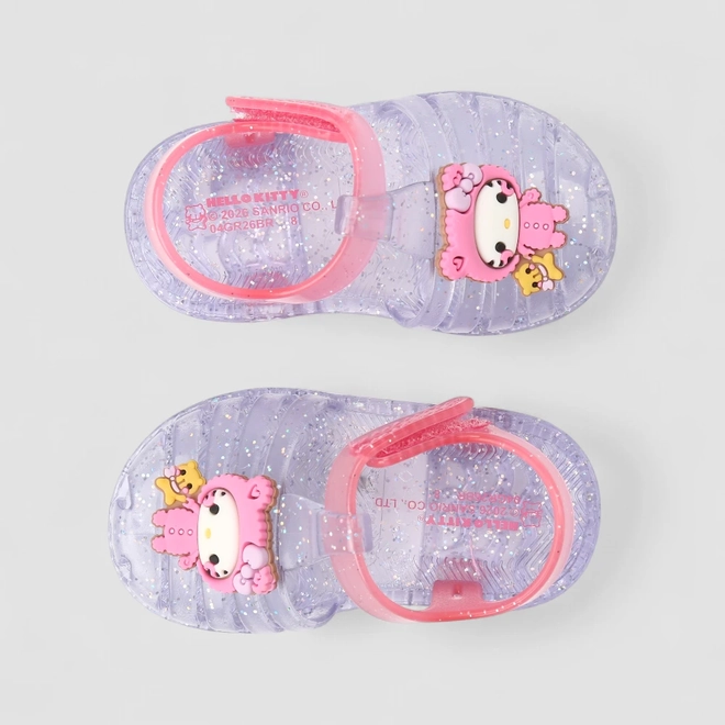 Sandália Bebê Grendene Kids Aranha Hello Kitty Glitter Rosa