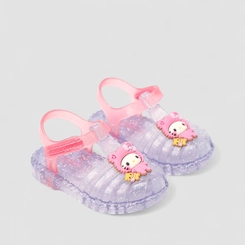 Sandália Bebê Grendene Kids Aranha Hello Kitty Glitter Rosa