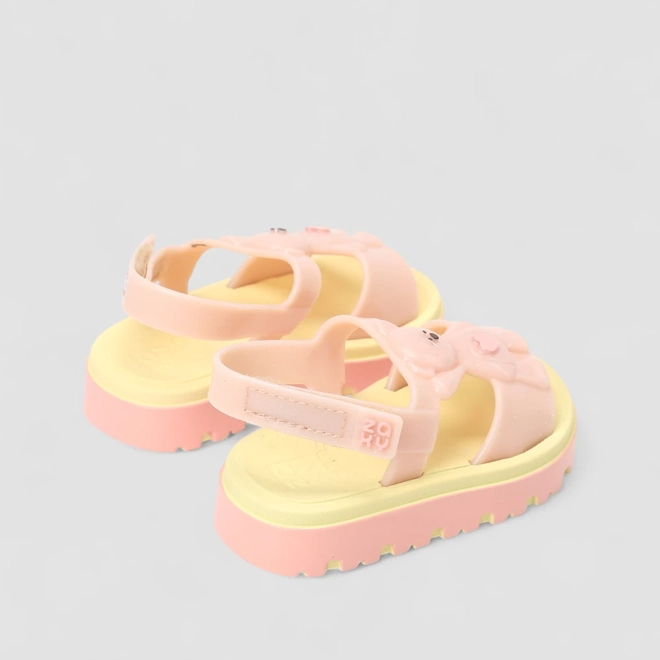 Sandália Bebê Zaxy Glitter Urso Tira Contato Rosa