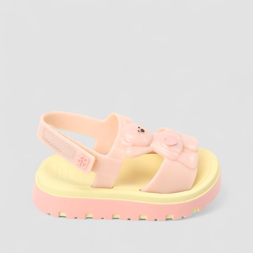 Sandália Bebê Zaxy Glitter Urso Tira Contato Rosa