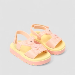 Sandália Bebê Zaxy Glitter Urso Tira Contato Rosa