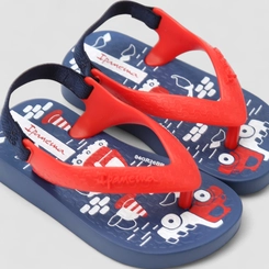 Chinelo Bebê Ipanema Elástico Construção Azul & Vermelho