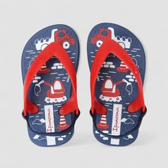 Chinelo Bebê Ipanema Elástico Construção Azul & Vermelho