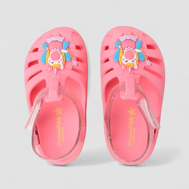 Babuche Bebê Grendene Kids Unicórnio Tira Contato Glitter Rosa
