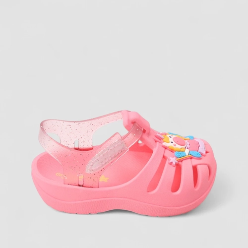 Babuche Bebê Grendene Kids Unicórnio Tira Contato Glitter Rosa