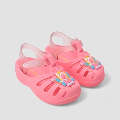 Babuche Bebê Grendene Kids Unicórnio Tira Contato Glitter Rosa