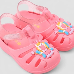 Babuche Bebê Grendene Kids Unicórnio Tira Contato Glitter Rosa