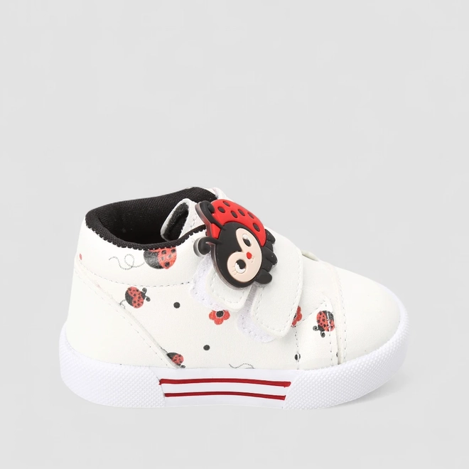Tênis Casual Bebê Gabrielinha Joaninha Branco