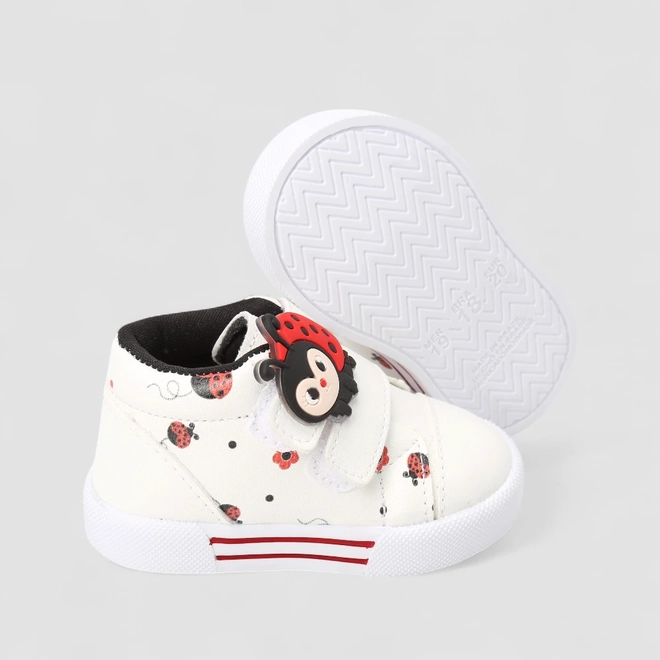 Tênis Casual Bebê Gabrielinha Joaninha Branco