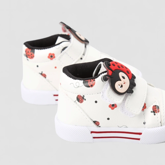Tênis Casual Bebê Gabrielinha Joaninha Branco