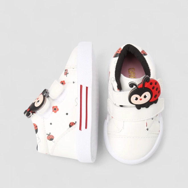 Tênis Casual Bebê Gabrielinha Joaninha Branco