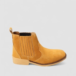 Bota Chelsea Masculina Bow River Em Couro Camurça Caramelo