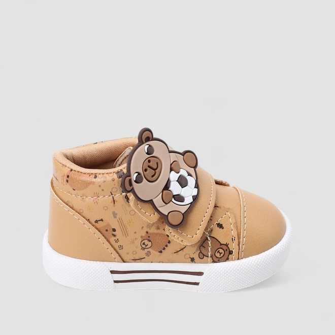 Tênis Casual Infantil Vertus Urso Bola Caramelo
