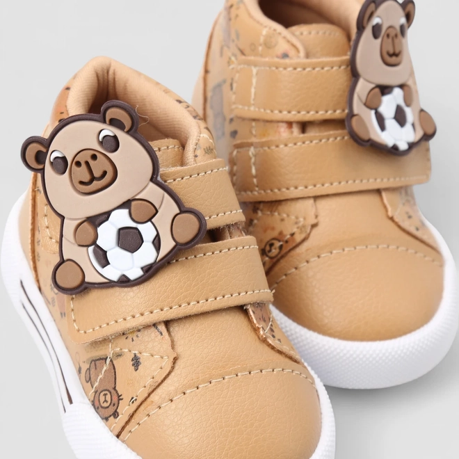 Tênis Casual Infantil Vertus Urso Bola Caramelo