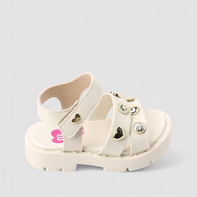 Sandália Bebê Molekinha Detalhe Tachas Off White