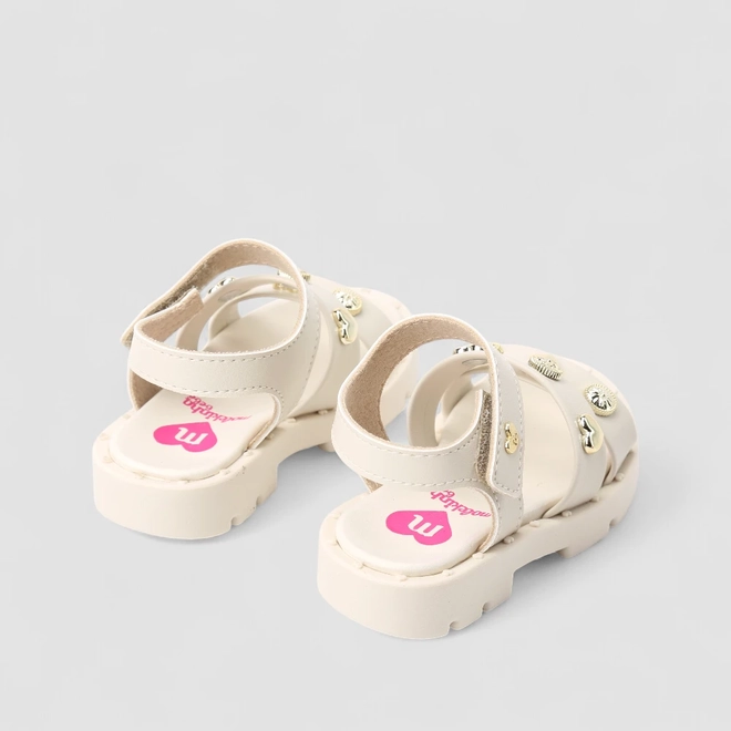 Sandália Bebê Molekinha Detalhe Tachas Off White