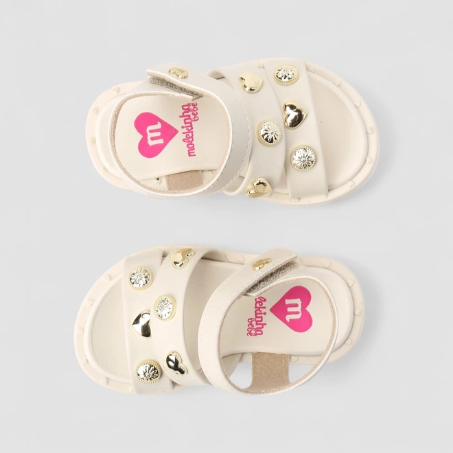 Sandália Bebê Molekinha Detalhe Tachas Off White
