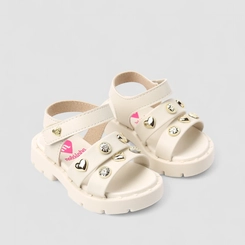 Sandália Bebê Molekinha Detalhe Tachas Off White